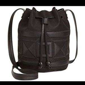 INC four corners black bucket bag NWTS